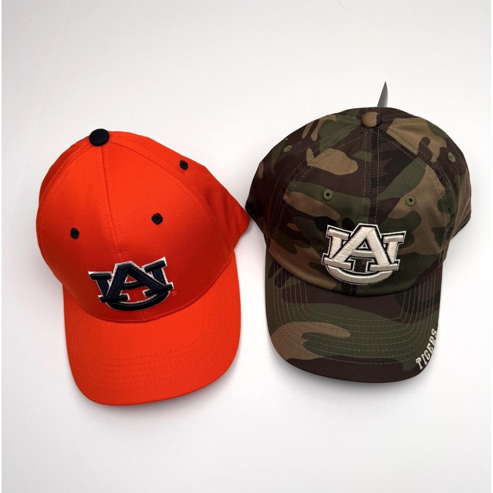 Auburn Tigers Hat Cap Strap Back Mens Orange Camo NCAA Football College 2 Pack